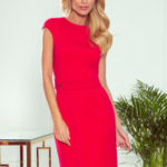TAMARA – Elegantní červené dámské midi šaty s páskem 301-2