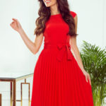 LILA – Červené dámské plisované šaty s krátkými rukávy 311-1 LILA